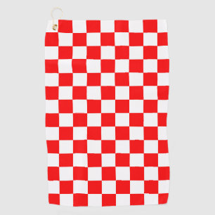 Red White Chequered Check Pattern Golf Towel