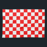 Red White Chequered Check Pattern Kitchen Towel<br><div class="desc">Red and White Check Chequered Geometric Squares Pattern Design</div>