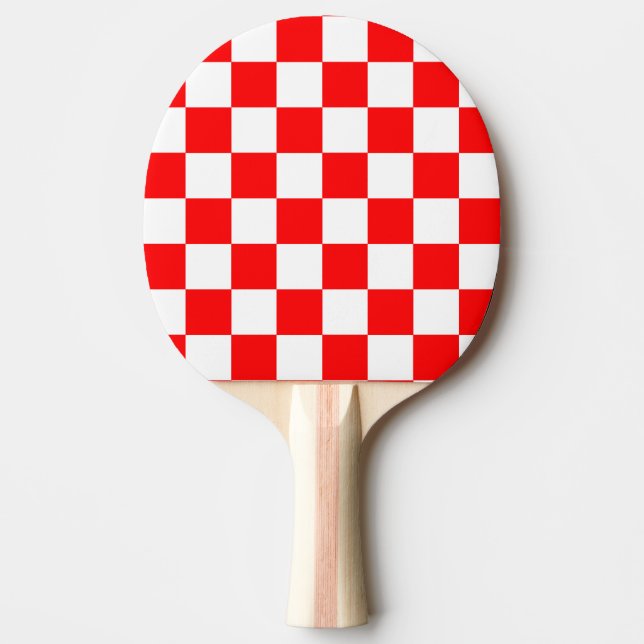 Red White Chequered Check Pattern Ping Pong Paddle (Front)