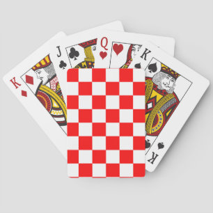 Red White Chequered Check Pattern Playing Cards