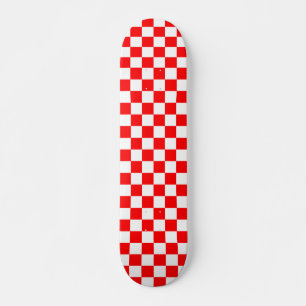 Red White Chequered Check Pattern Skateboard
