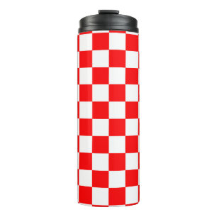 Red White Chequered Check Pattern Thermal Tumbler