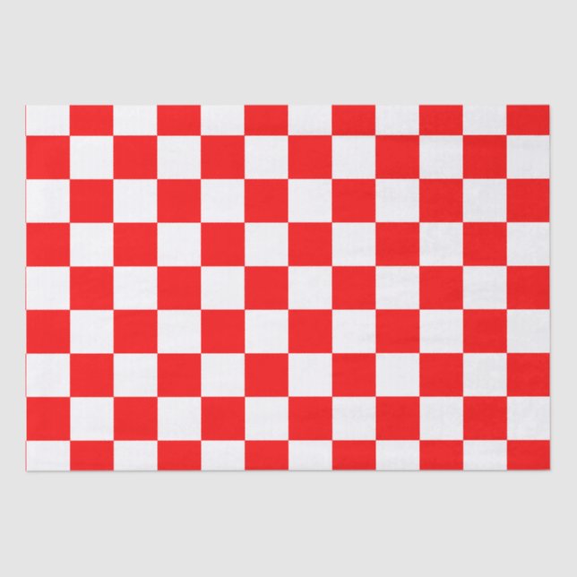 Red White Chequered Check Pattern Tissue Paper (Front)