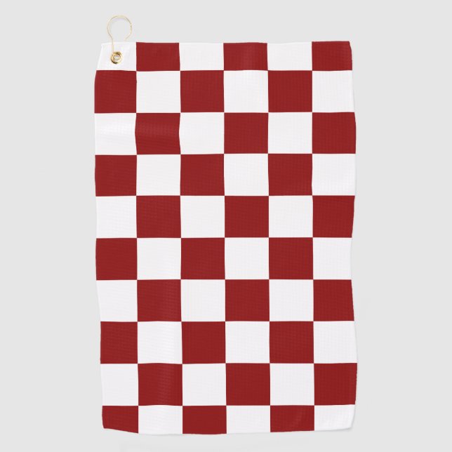 Red White Chequered  Golf Towel (Front)
