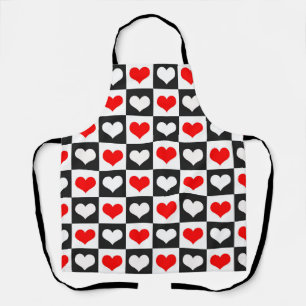 Red White Chequered Hearts Apron