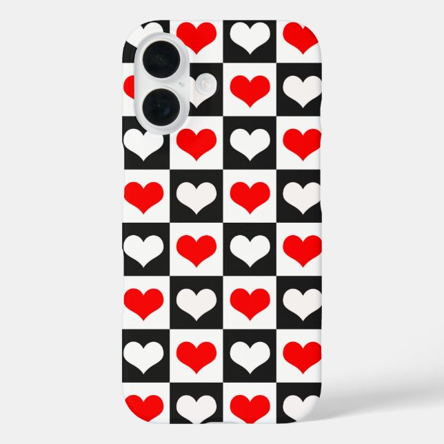 Red White Chequered Hearts Case-Mate iPhone Case (Back)