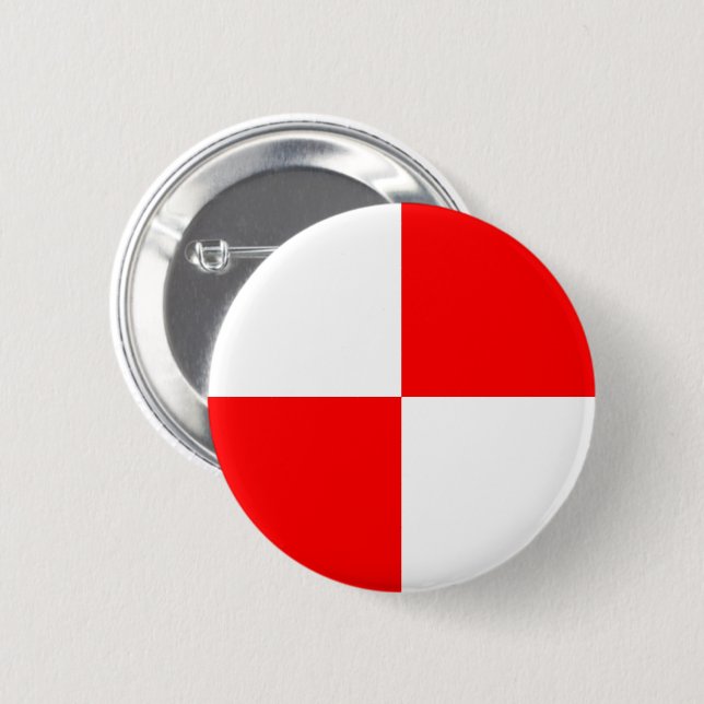 Red White Chequered Pattern Simple Square 2 Inch Round Button (Front & Back)