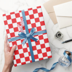 Red white chequered pattern wrapping paper