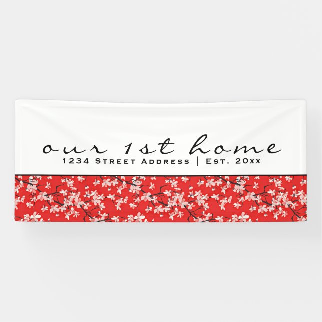 Red & White Cherry Blossom | Our First Home Banner (Horizontal)