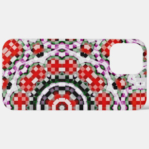 Red & white chess or pixel kaleidoscope circular   iPhone 12 pro max case