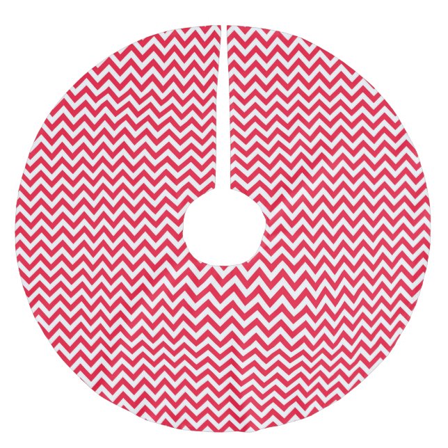 Red & White Chevron - Christmas Tree Skirt (Front)