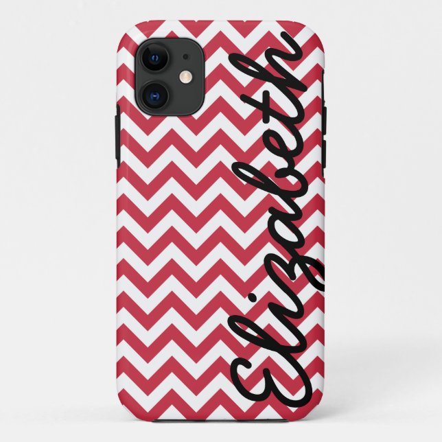 Red White Chevron Pattern Case-Mate iPhone Case (Back)