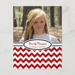 Red & White Chevron: Picture:Party Invitation