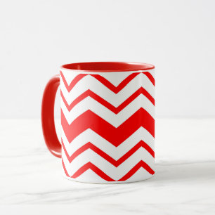 Red White Chevron Zigzag Pattern Design Mug