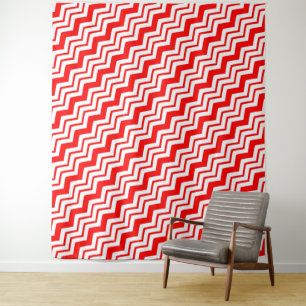 Red White Chevron Zigzag Pattern Design Tapestry