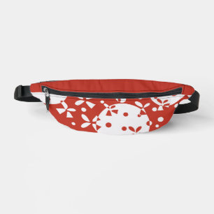 Red White Christmas Bells Holiday Pattern Fanny Pack