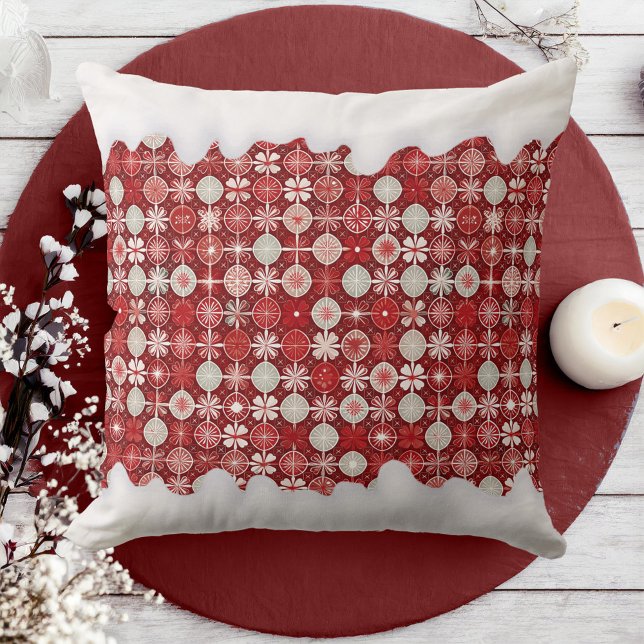 Red White Christmas Candy Pattern#13 ID1009 Throw Pillow (Creator Uploaded)