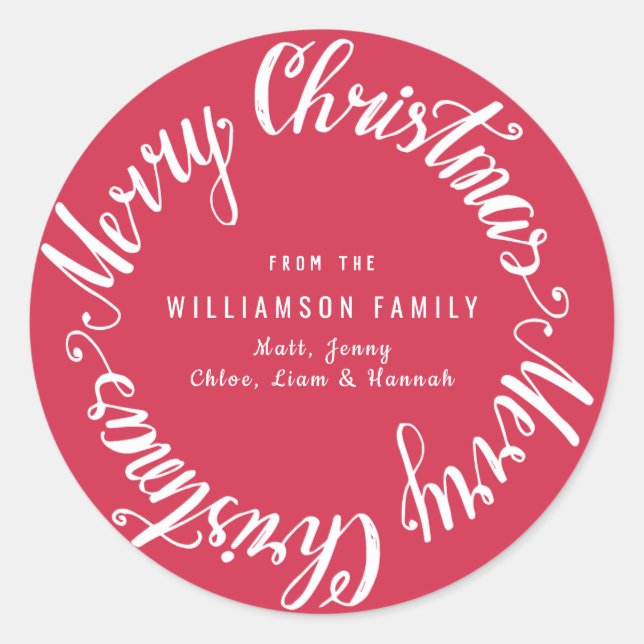 Red White Christmas Card Envelope Seal Template (Front)