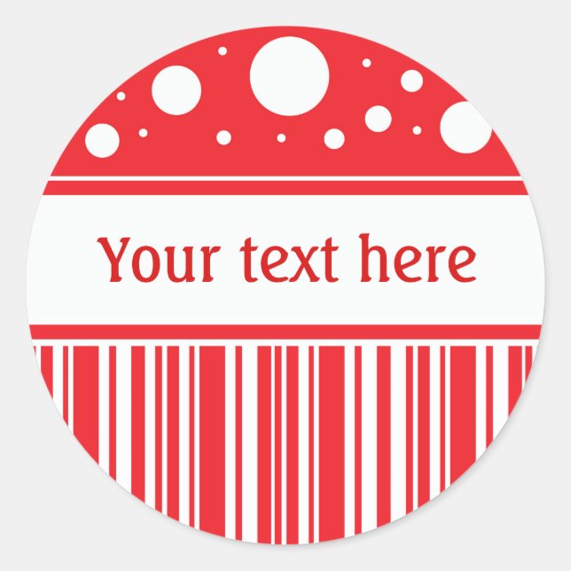 Red & White Christmas Classic Round Sticker (Front)
