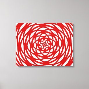 Red White Christmas Modern Circle Design Canvas Print