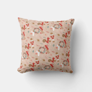 Red White Christmas Nutcracker Squirrel Mouse Throw Pillow