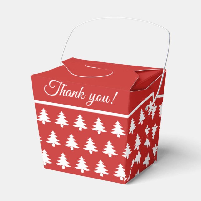 Red/White Christmas Party Favour Tree  Font Patter Favor Box (Front Side)