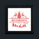 Red White Christmas Personalized Family Name Gift Box<br><div class="desc">Red white Christmas family name custom name monogram holiday wooden gift box. Elevate your Christmas gift wrapping with this personalized gift box. This custom family name gift box adds a unique touch to your holiday gift wrapping and makes for a thoughtful and cherished family keepsake.</div>