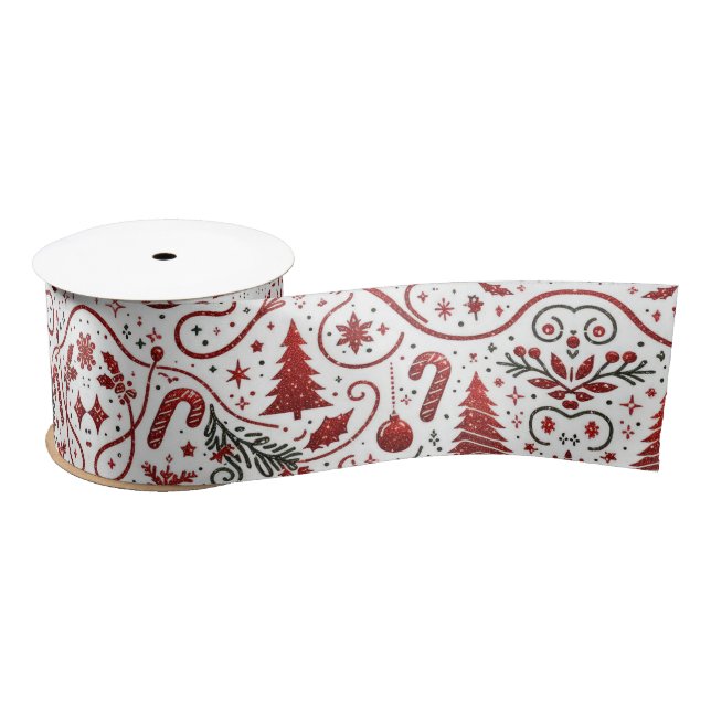  Red White Christmas Satin Ribbon (Spool)
