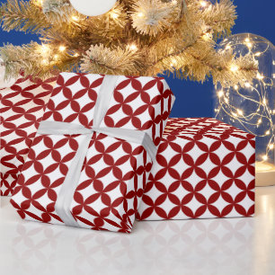 Red white Christmas tiled pattern Wrapping Paper