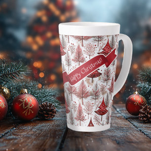 Red White Christmas Tree Pattern#4 ID1009 Latte Mug