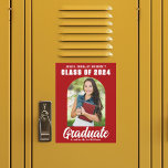 Red White Class of 2024 Photo Graduation Magnet<br><div class="desc">This modern red and white custom senior photo graduate announcement magnet features your high school or college name for the class of 2024. Customize with your name under the chic,  bold handwritten script and black grad cap for a great personalized graduation magnetic card.</div>