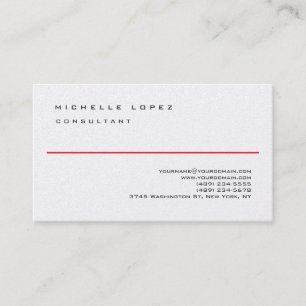 Red White Classical Elegant Plain Premium Pearl Business Card