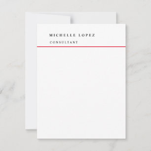 Red White Classical Elegant Plain Professional  Card