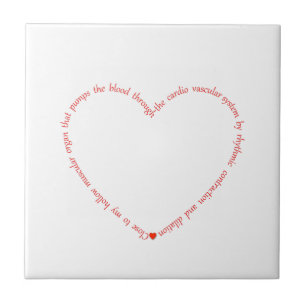 Red & White Close to My Heart Slogan Print Tile