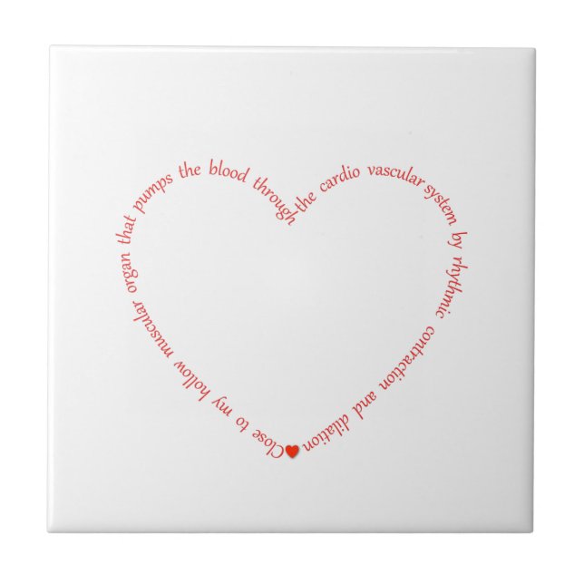 Red & White Close to My Heart Slogan Print Tile (Front)