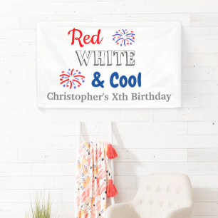 Red White & Cool 4th of July Birthday Banner