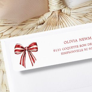 Red   White Coquette Bow Return Address