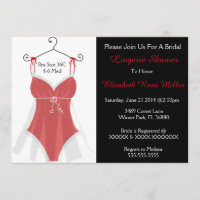 Red & White Corset Lingerie Bridal Shower Invite