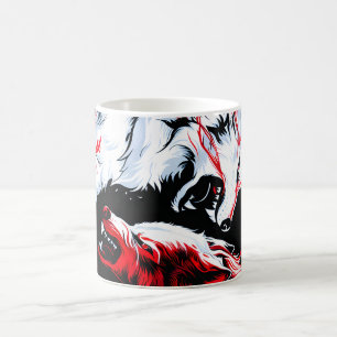 Red White Cosmic Wolf Warrior Coffee Mug
