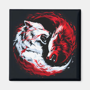 Red White Cosmic Wolf Warrior Magnet