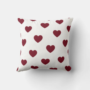 Red White Cozy Modern Romantic Chic Heart Throw Pillow