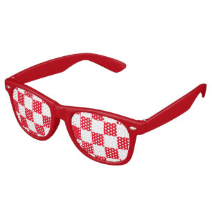 Red White Croatian Chequerboard Pattern Retro Sunglasses