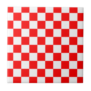 Red White Croatian Chequerboard Pattern Tile