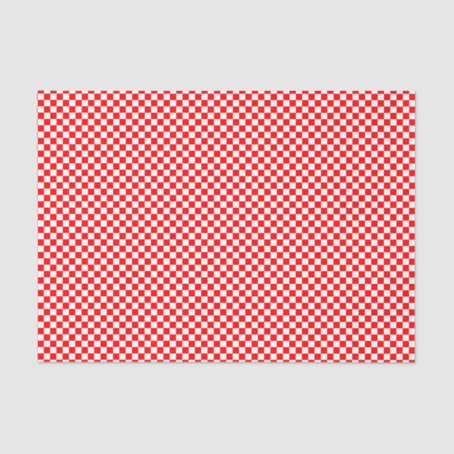 Red White Croatian Chequerboard Pattern Tissue Paper (Front)
