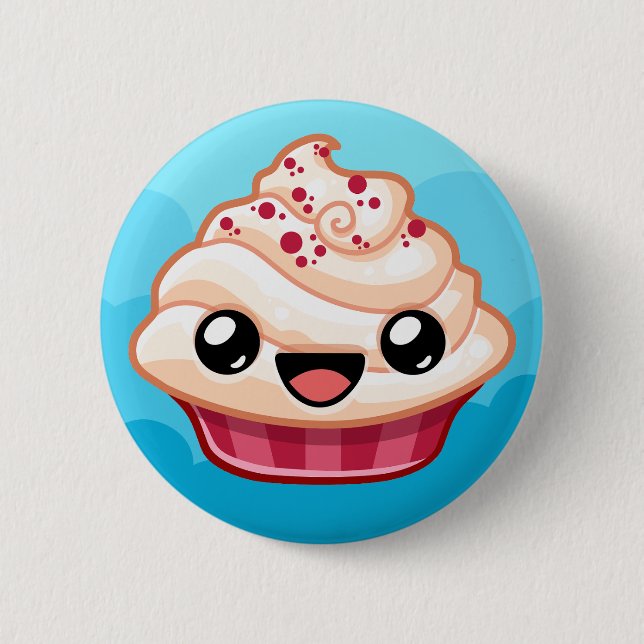 Red/White Cupcake - Happy Jump 2 Inch Round Button (Front)