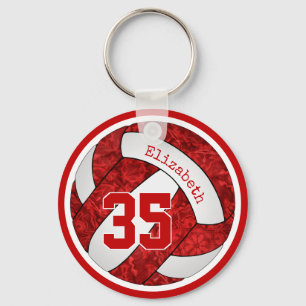 red white custom girls volleyball team colours keychain