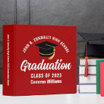 Red White Custom Graduation Keepsake Binder<br><div class="desc">This modern red and white custom senior graduation photo album features your high school or college name for the class of 2025. Customize with your graduating year under the chic handwritten script and black grad cap for a great personalized graduate binder keepsake gift. Fill with your photos or memorabilia.</div>