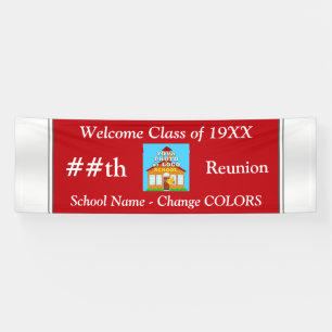 Red White Customizable School Reunion Banner
