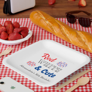 Red White & Cute 4th of July Paper Plate