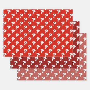 Red & White Cute Gift Wrapper (Question Mark) Wrapping Paper Sheet